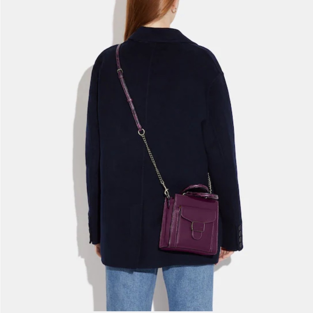 Coach Mini Pepper Crossbody in Black Antique Nickel/Boysenberry, NWT - Picture 4 of 12